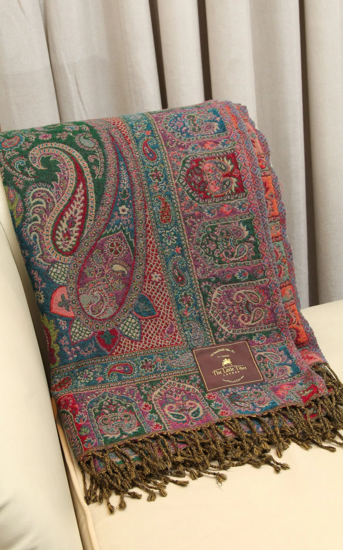 Paisley Green Boiled Wool Blanket (BW113)