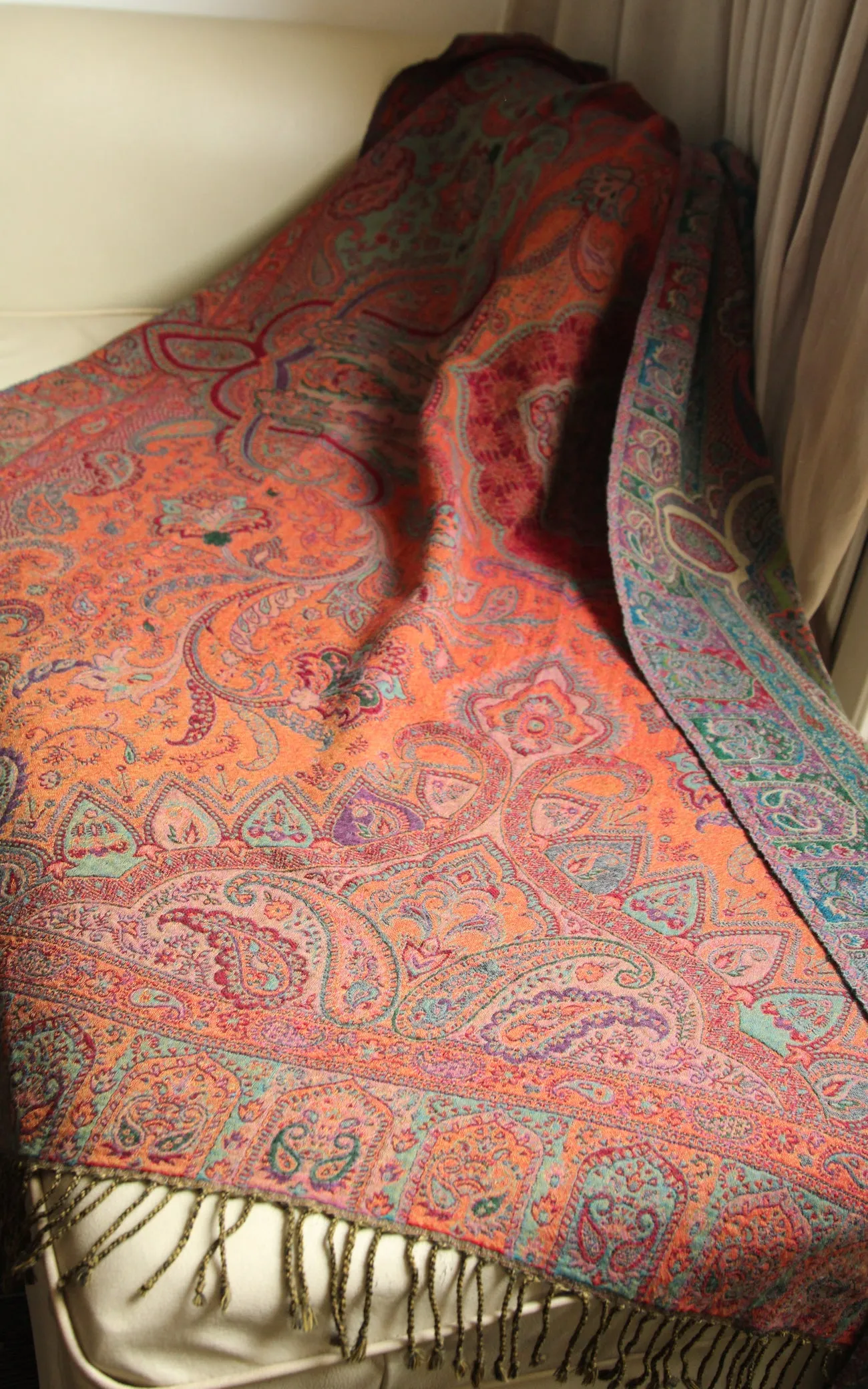 Paisley Green Boiled Wool Blanket (BW113)