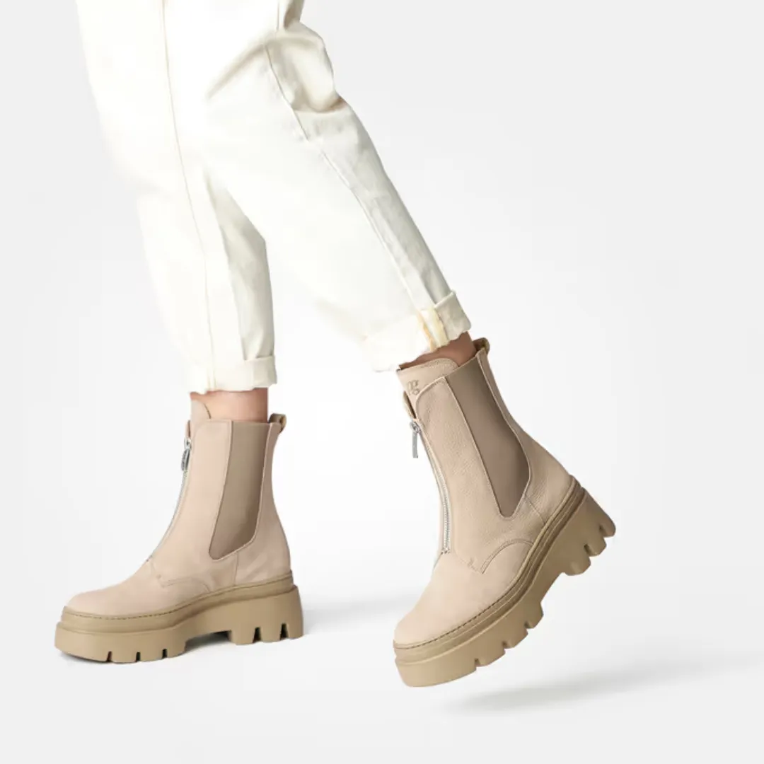 PAUL GREEN Taupe zip up Ankle Boot  8030