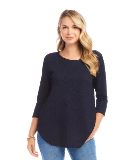 Petite Size 3/4 Sleeve Shirttail Top Petite Size 3/4 Sleeve Shirttail Top