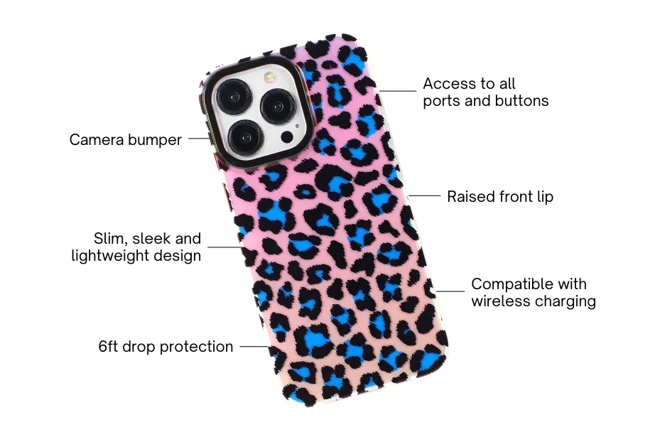 Pink & Blue Leopard Phone Case