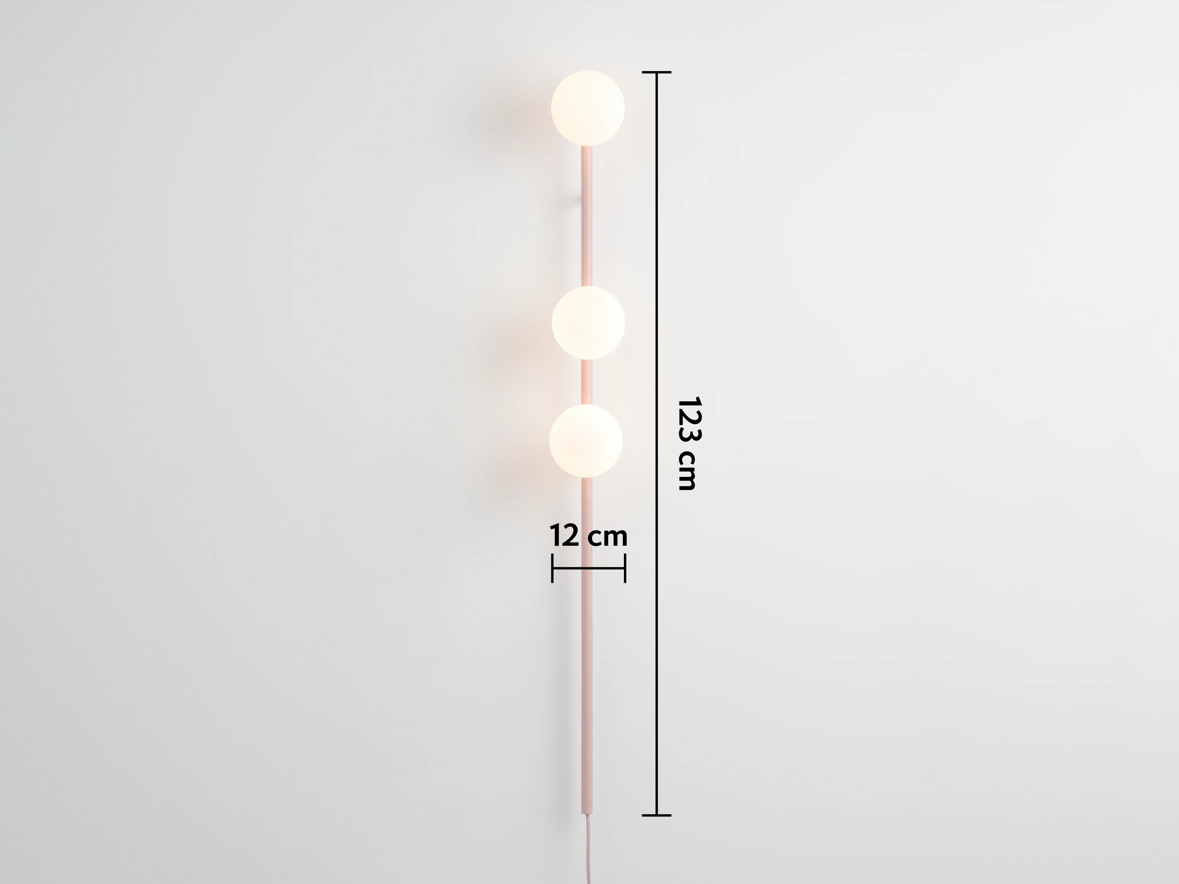 Pink bar opal ball wall light