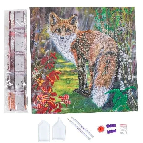 "Autumn Fox" Crystal Art Canvas 30x30cm