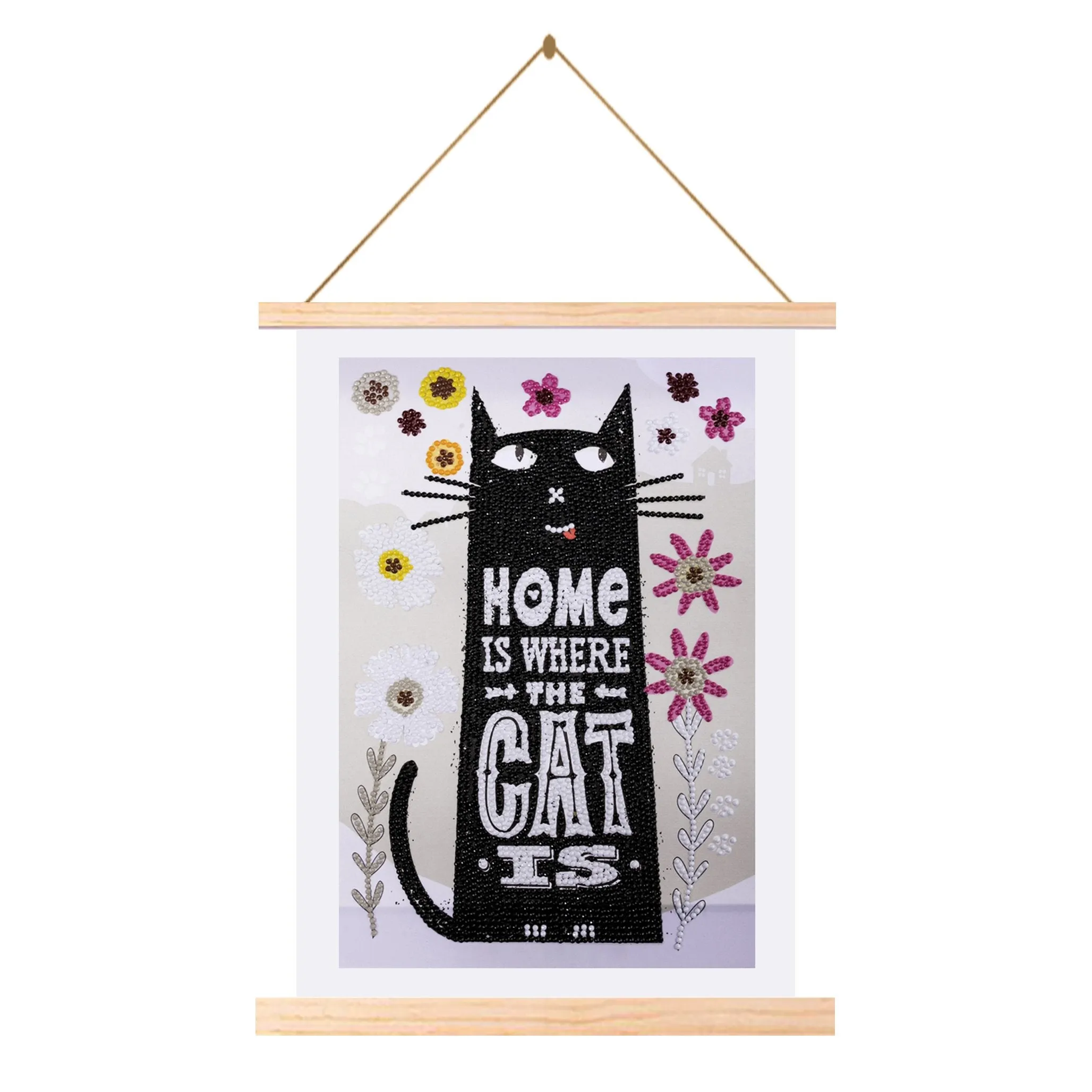 "Cat At Home" Mini Crystal Art Scroll Kit