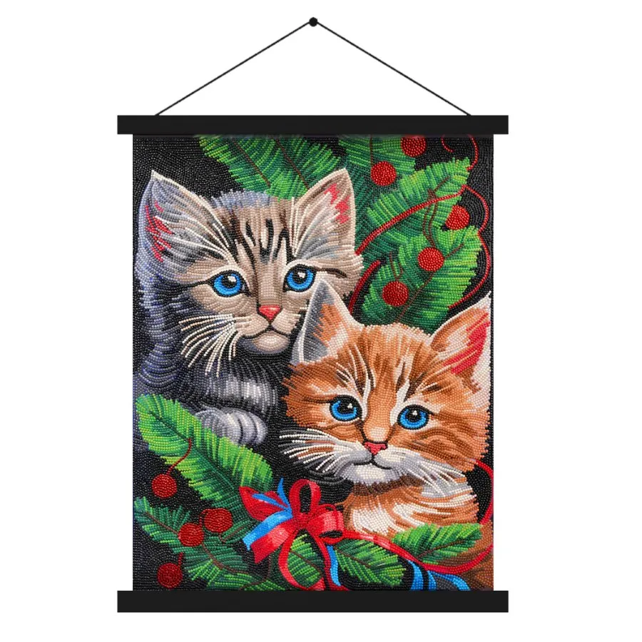 "Cute Cats" Crystal Art Scroll Kit 40x50cm