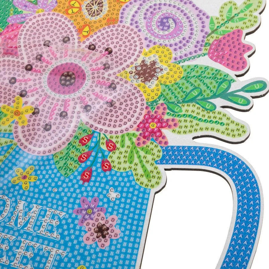 "Floral Watercan" Crystal Art Hanging Wooden Decoration Kit