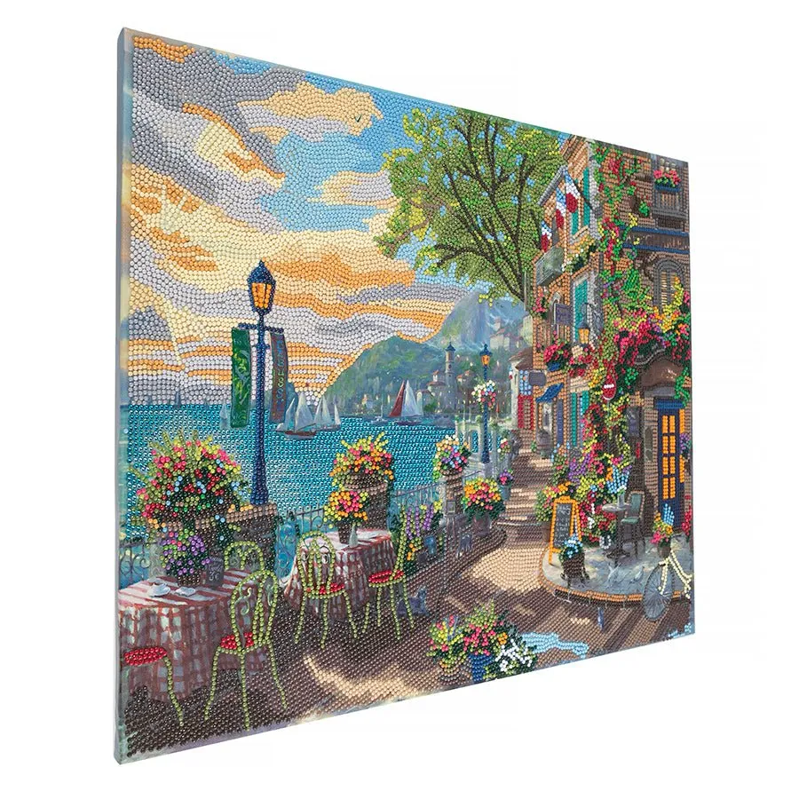 "French Riviera Café" by Thomas Kinkade Crystal Art Kit 40x50cm
