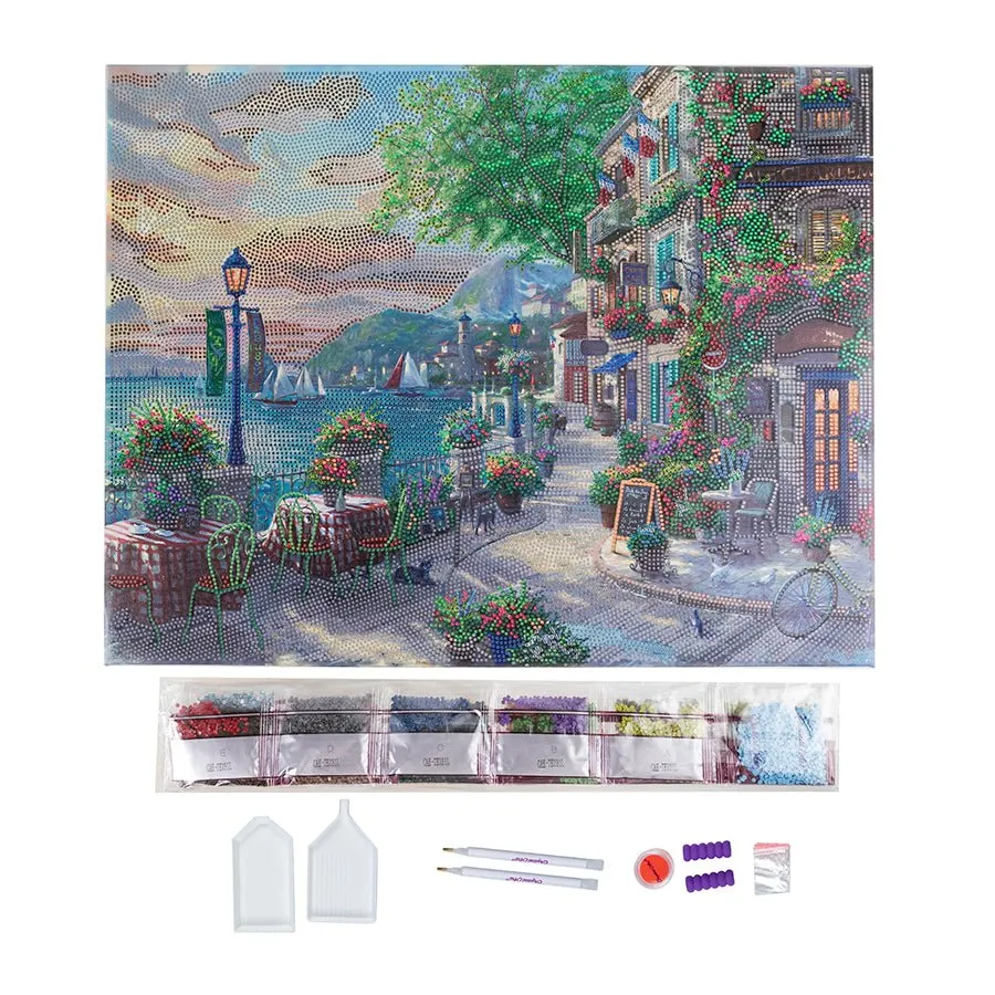 "French Riviera Café" by Thomas Kinkade Crystal Art Kit 40x50cm