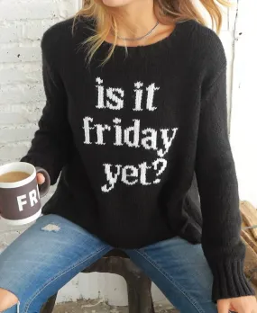 "is It Friday" Crew Sweater In Black / Snow "is It Friday" Crew Sweater In Black / Snow