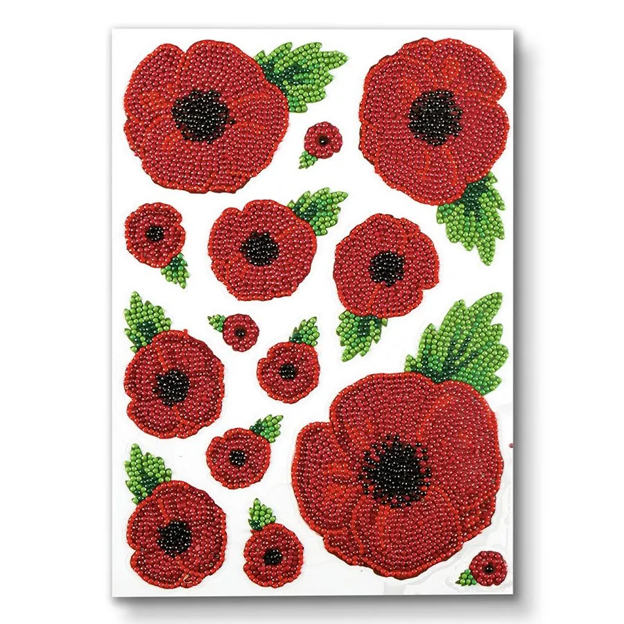 "Poppy" Crystal Art Stickers x28