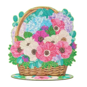 "Spring Flower Basket" Crystal Art Wooden Decoration "Spring Flower Basket" Crystal Art Wooden Decoration