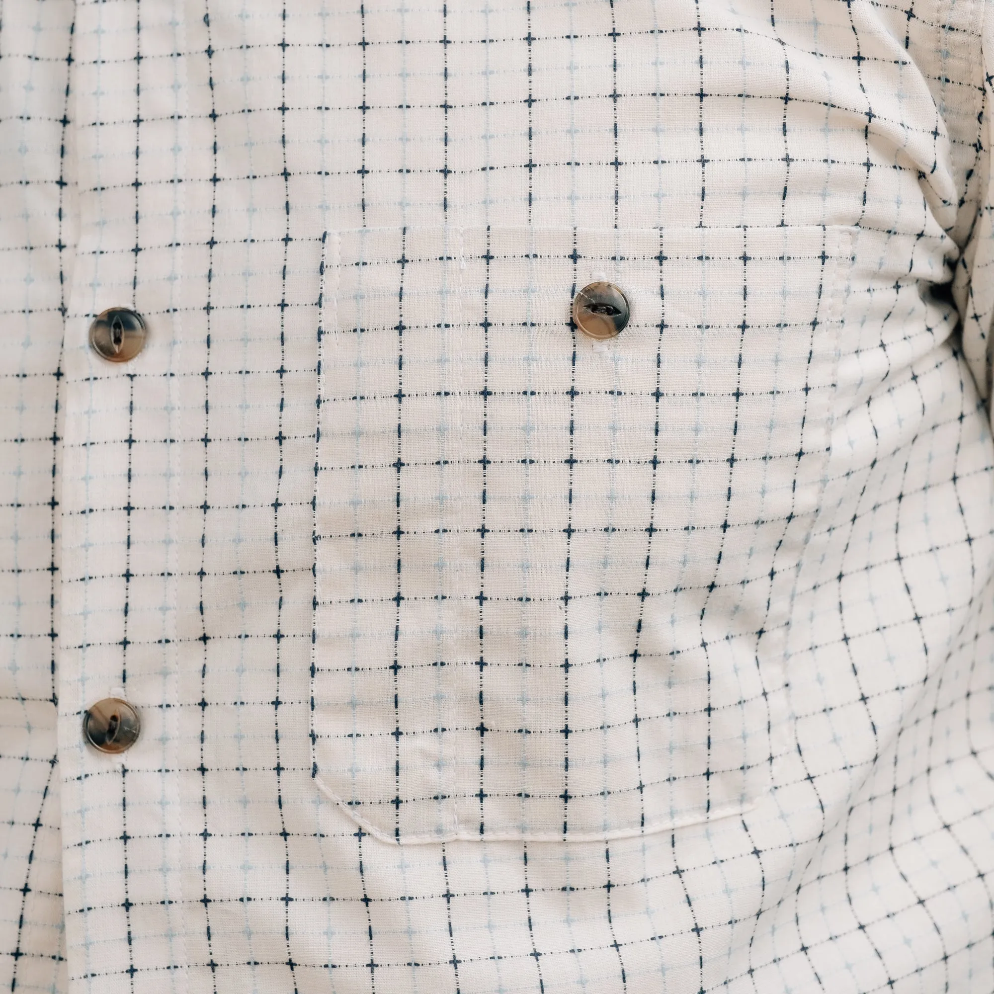 Rogue Territory Oxford Shirt Natural Sashiko Grid FINAL SALE
