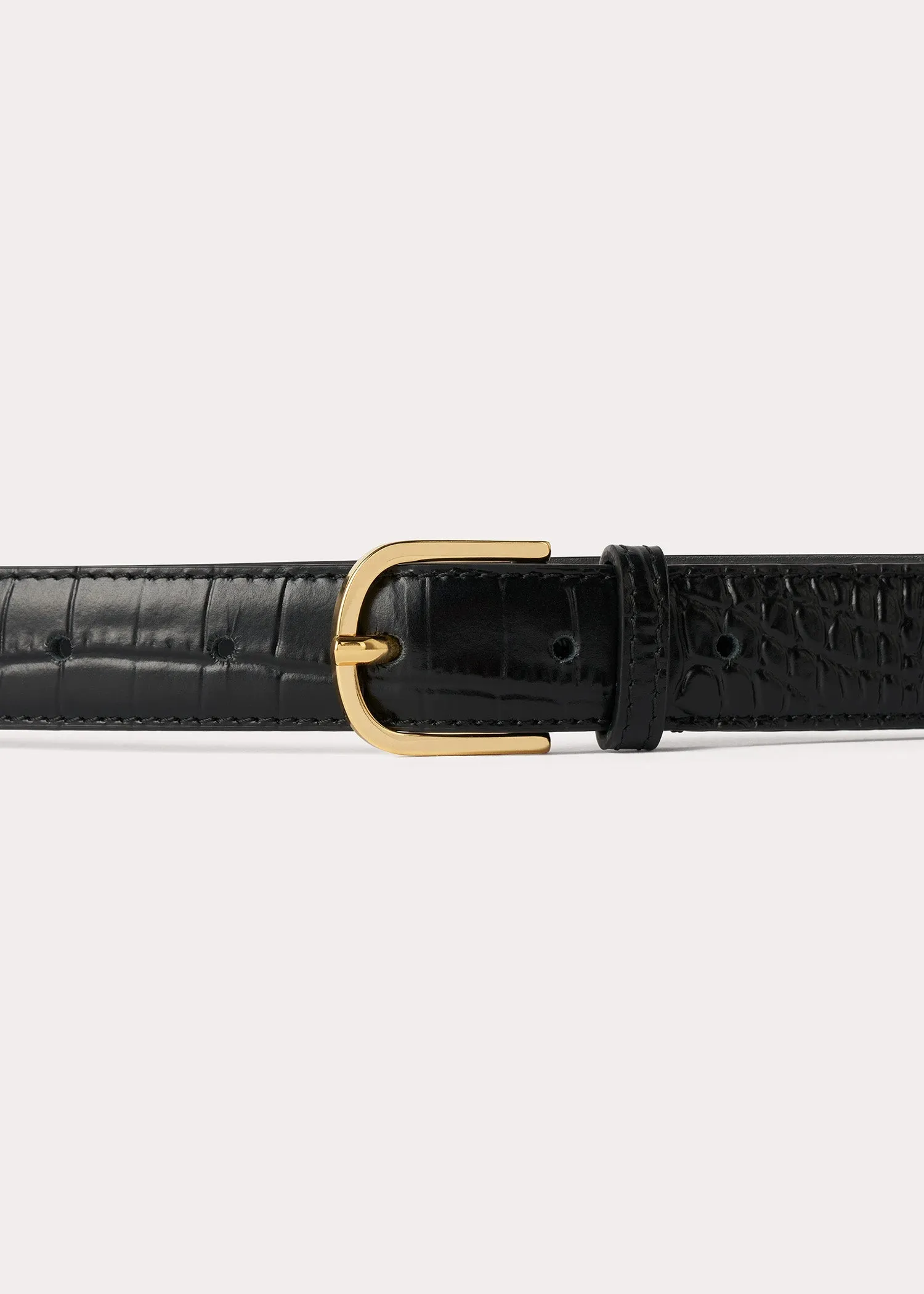 Slim trouser leather belt black croco