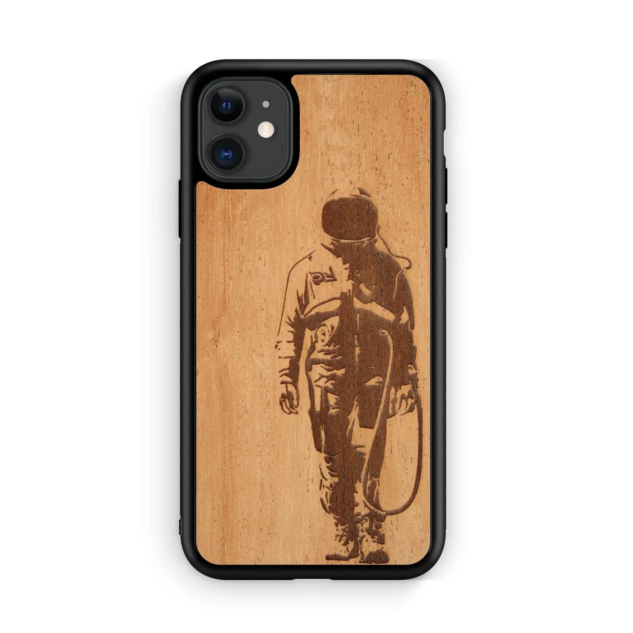 Slim Wooden Phone Case (Banksy Astronaut in Mahogany)