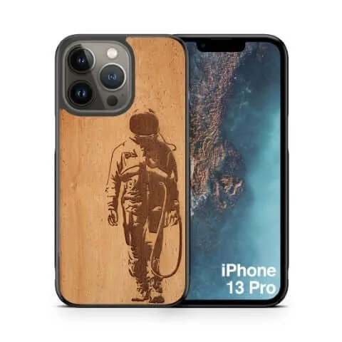 Slim Wooden Phone Case (Banksy Astronaut in Mahogany)