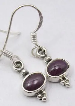 Solid Silver Ruby Circle Drop Earrings