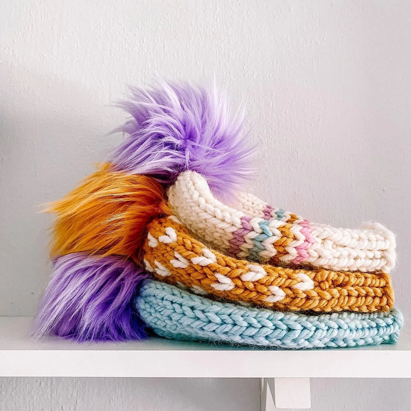 Tiny Hearts Faux Fur Pom-Pom Beanie in I've Got Sunshine