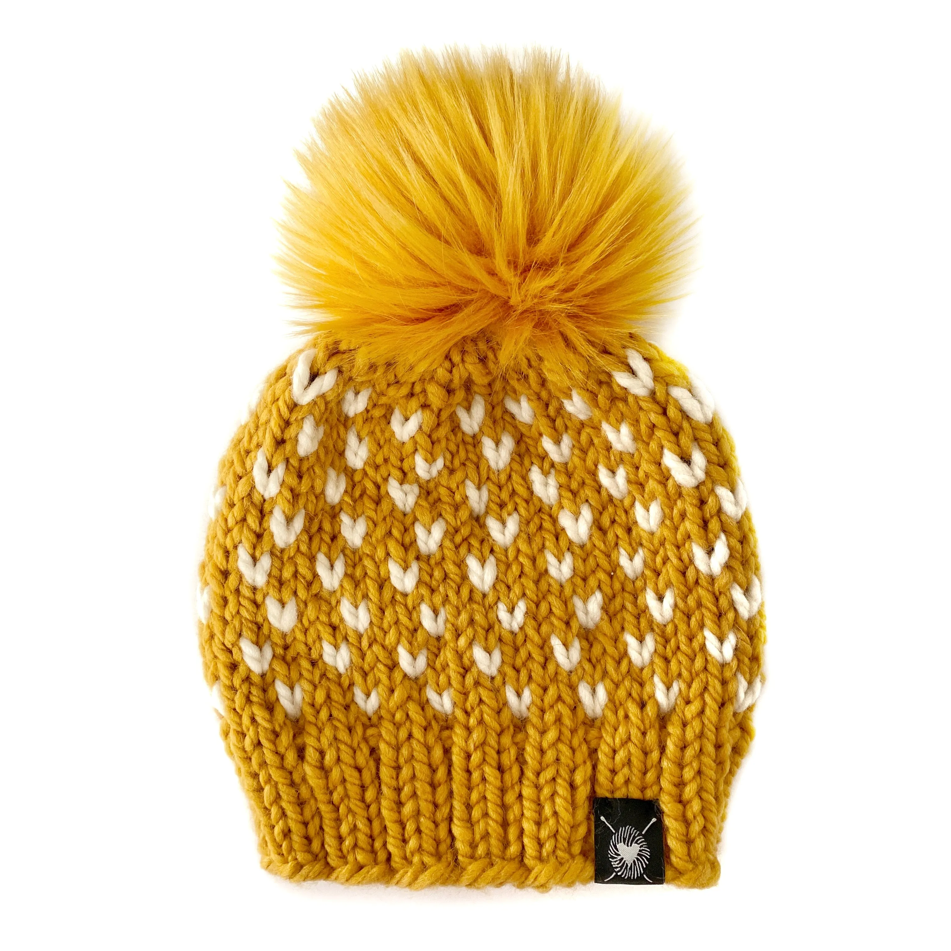 Tiny Hearts Faux Fur Pom-Pom Beanie in I've Got Sunshine