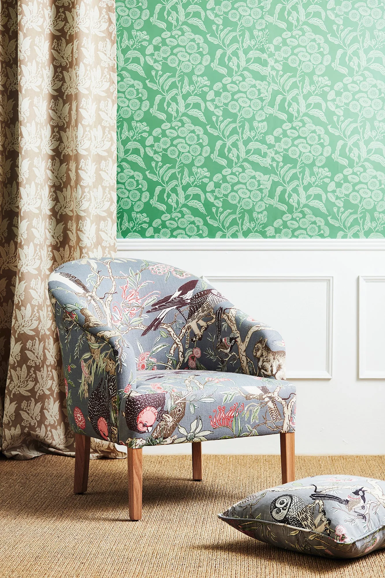 Tree of Life Earth Grey Furnishing Linen