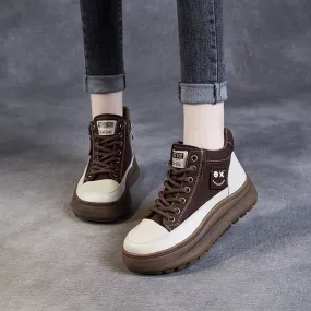 Women Fashion Leather Lace-up Thick Sole Boots Women Fashion Leather Lace-up Thick Sole Boots