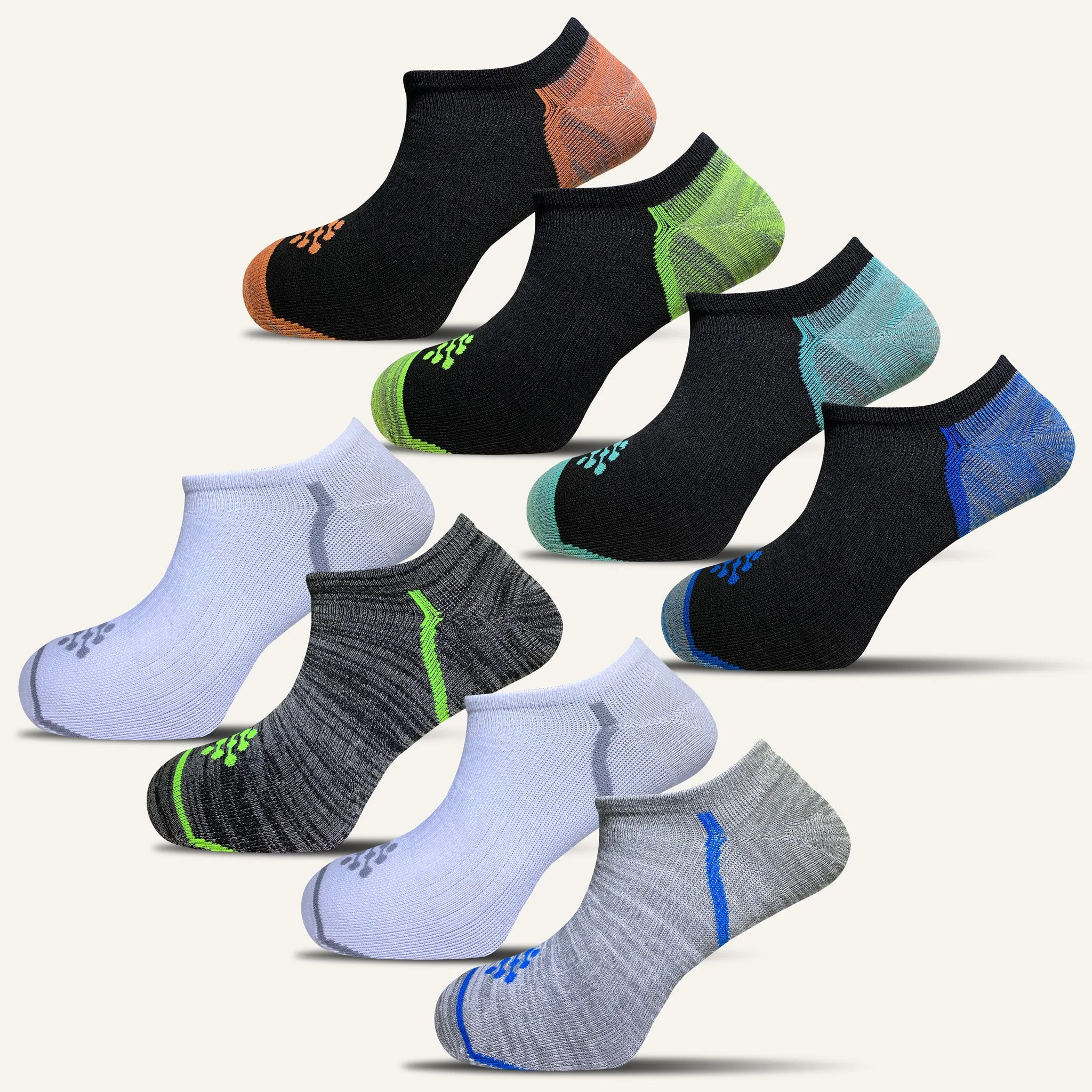 Women's Colorful Athletic Ultra Light Liner Socks- 8 Pair