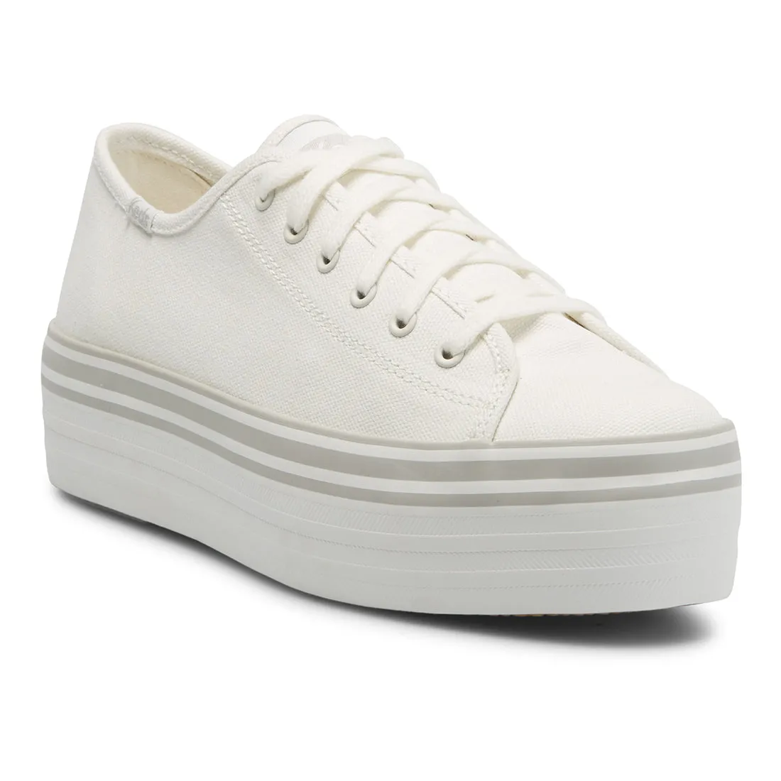 Women's Triple Up Canvas Foxing Stripe White/Grey (WF67033)