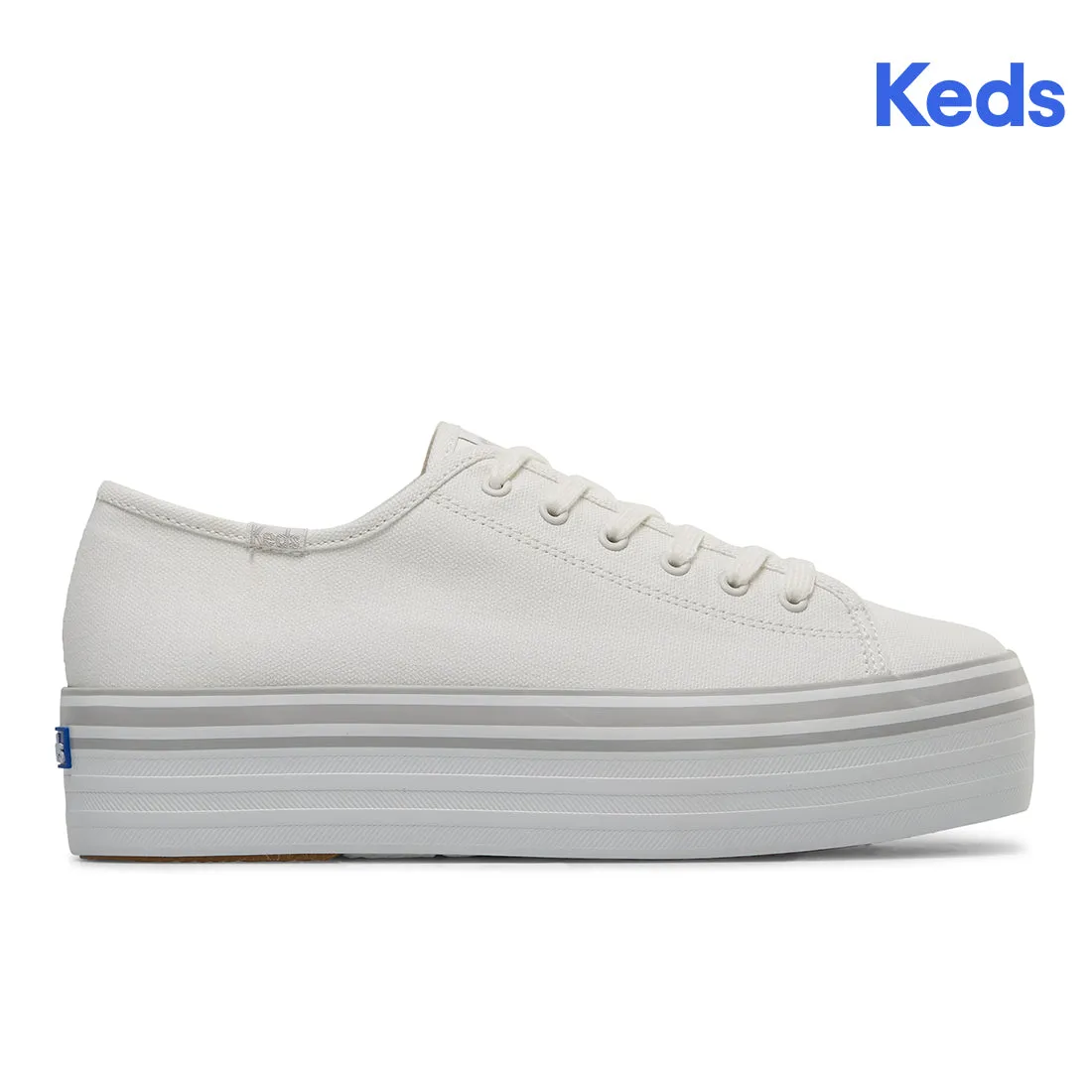 Women's Triple Up Canvas Foxing Stripe White/Grey (WF67033)